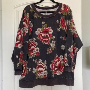 Free People Oversized Floral Sweatshirt